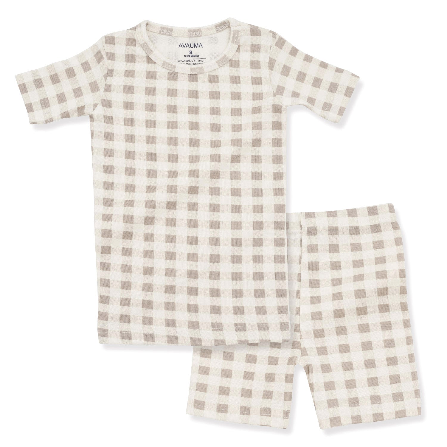 Creamy Check Short Sleeve Set Light Beige Baby Kids Clothes