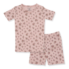 AVAUMA Daisy Short Sleeve Set Pink Flower Pattern