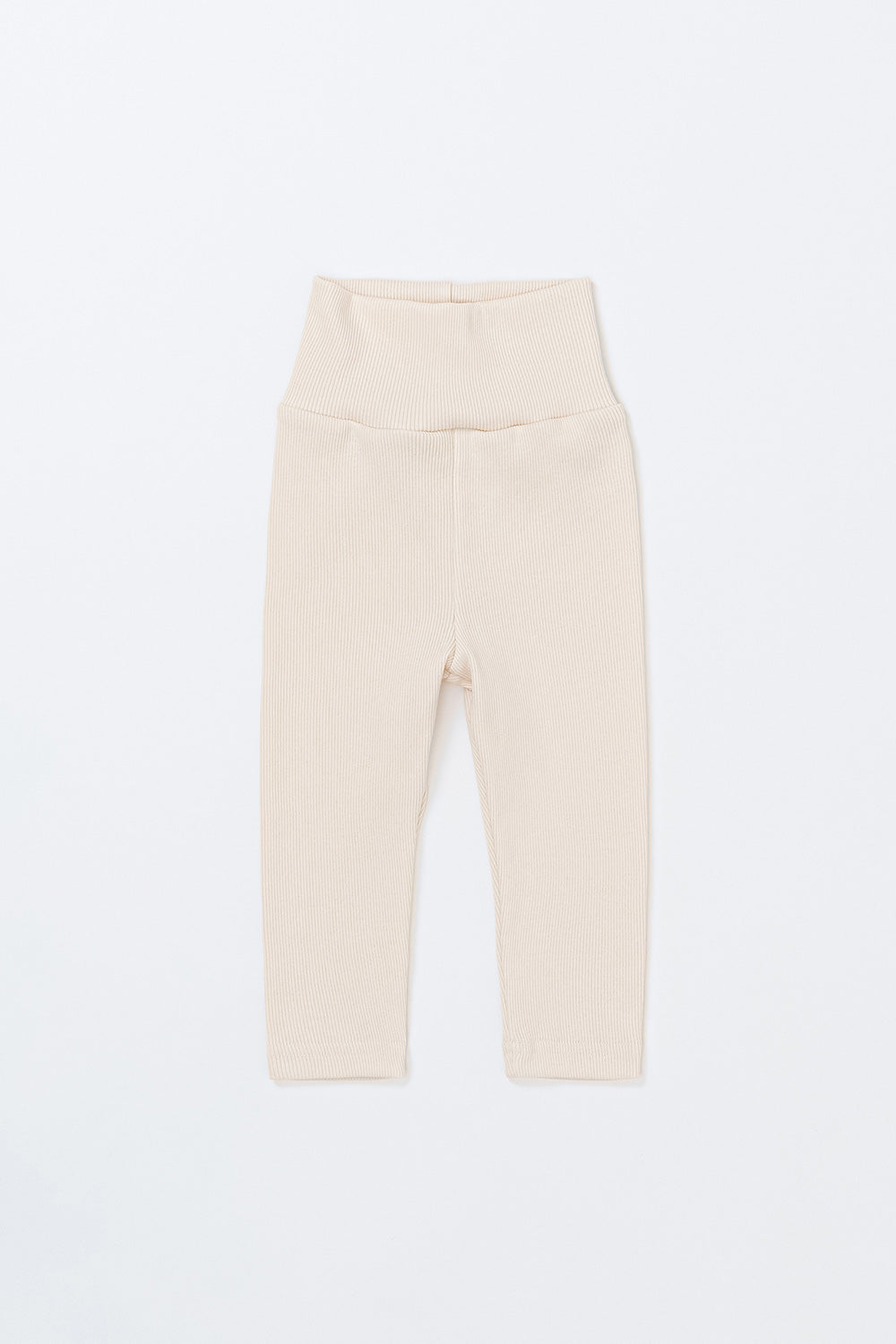 Flat lay of Avauma Aileen Baby Leggings in Butter Cream, soft ribbed baby leggings with high-waist design for extra comfort. Flat lay of Avauma Aileen Baby Leggings in Butter Cream, soft ribbed baby leggings with high-waist design for extra comfort.