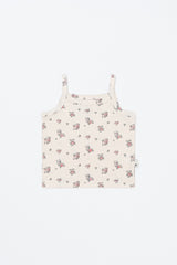Avauma baby tank top with floral print in cream rose, soft and breathable cotton fabric for summer layering Avauma baby tank top with floral print in cream rose, soft and breathable cotton fabric for summer layering