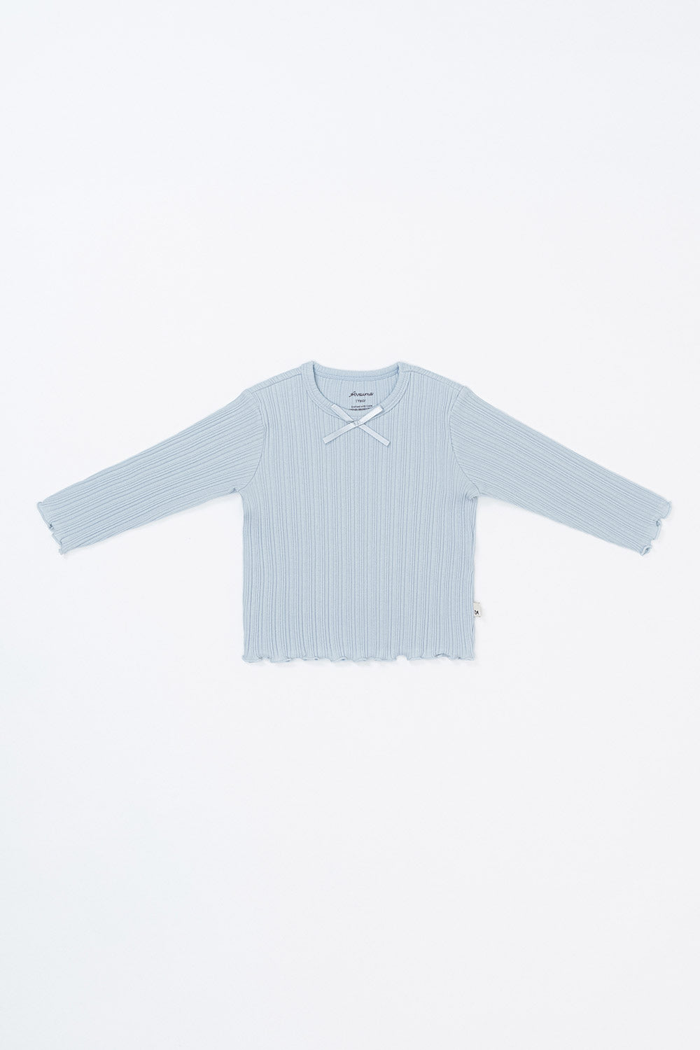 Avauma Chloe Ribbon Long Sleeve Top in Powder Blue – Ribbed baby top with bow detail
Avauma Chloe Ribbon Long Sleeve Top in Powder Blue – Ribbed baby top with bow detail
