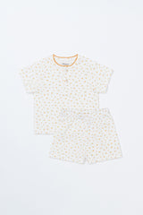 AVAUMA baby pajama set – lemon butter floral short sleeve top and shorts AVAUMA baby pajama set – lemon butter floral short sleeve top and shorts