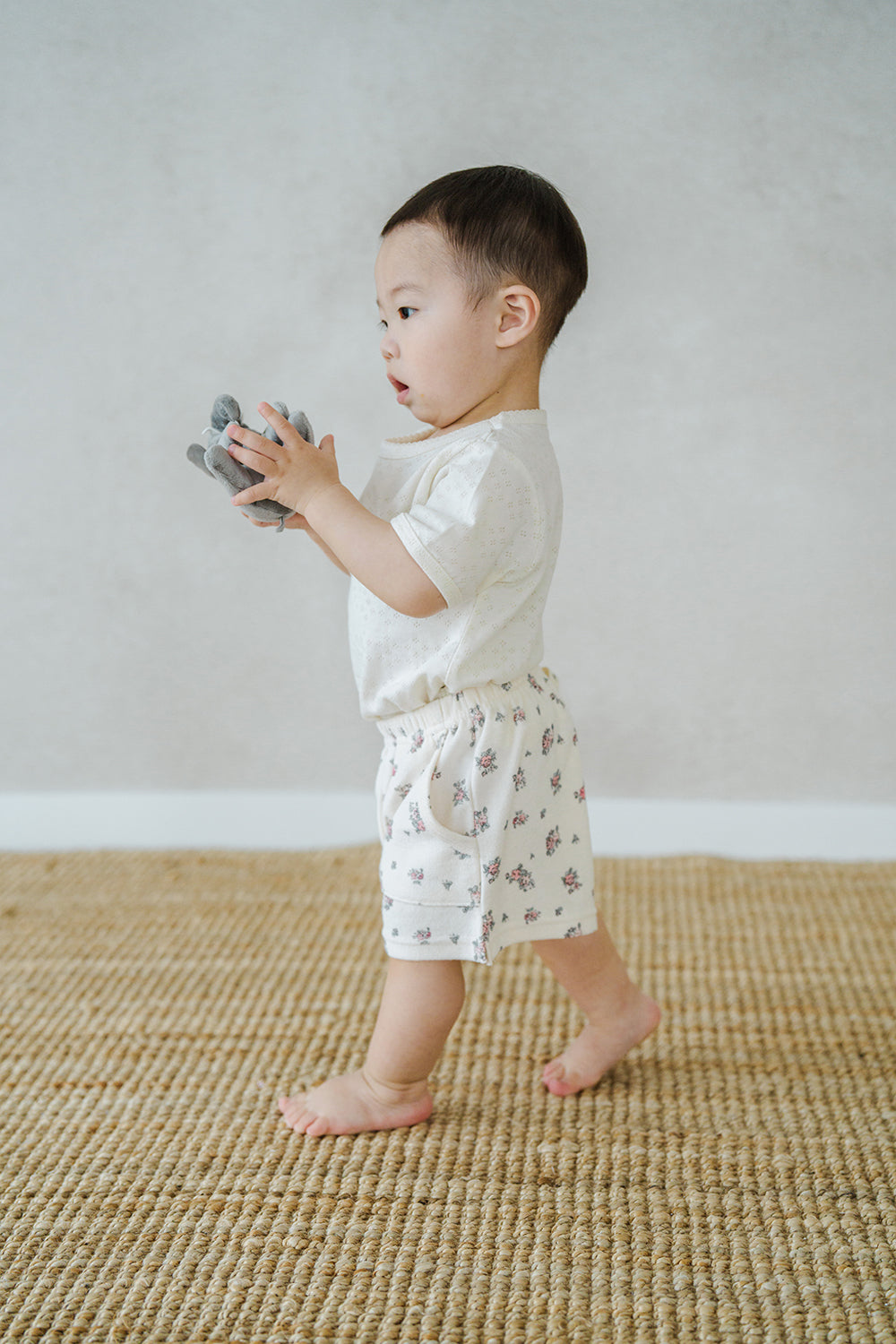Toddler Boy Wearing Avauma Fluffy Garden Cream Rose Baby Shorts, Soft and Breathable Floral Summer Shorts
 Toddler Boy Wearing Avauma Fluffy Garden Cream Rose Baby Shorts, Soft and Breathable Floral Summer Shorts
