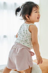 Happy toddler running in Avauma Milk Pink Pocket Day Shorts and floral sleeveless top
Happy toddler running in Avauma Milk Pink Pocket Day Shorts and floral sleeveless top