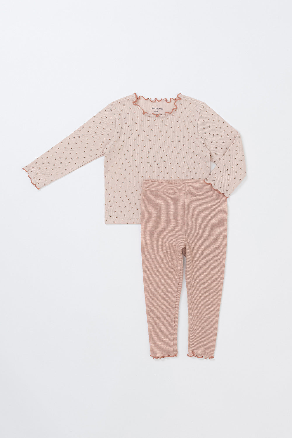 Avauma floral baby girl pajama set in Soft Berry – long sleeve top and leggings, soft cotton sleepwear
 Avauma floral baby girl pajama set in Soft Berry – long sleeve top and leggings, soft cotton sleepwear