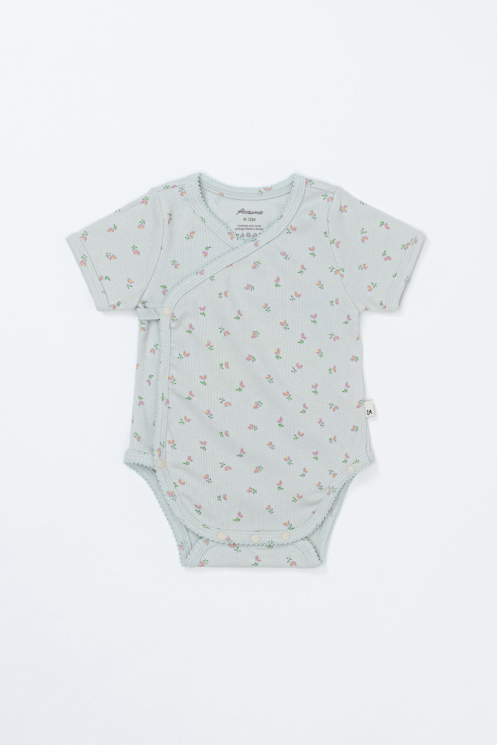 Flat Lay of Avauma Clare Mint Rose Short Sleeve Baby Bodysuit, Soft Cotton Onesie with Floral Print
Flat Lay of Avauma Clare Mint Rose Short Sleeve Baby Bodysuit, Soft Cotton Onesie with Floral Print