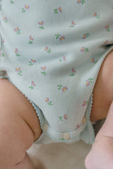 Bottom View of Avauma Clare Mint Rose Short Sleeve Baby Bodysuit with Snap Closures, Mint Floral Pattern
Bottom View of Avauma Clare Mint Rose Short Sleeve Baby Bodysuit with Snap Closures, Mint Floral Pattern