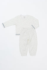 Avauma baby girl pajama set in Spring Cream Ivory – ivory floral waffle cotton sleepwear with long sleeves
 Avauma baby girl pajama set in Spring Cream Ivory – ivory floral waffle cotton sleepwear with long sleeves