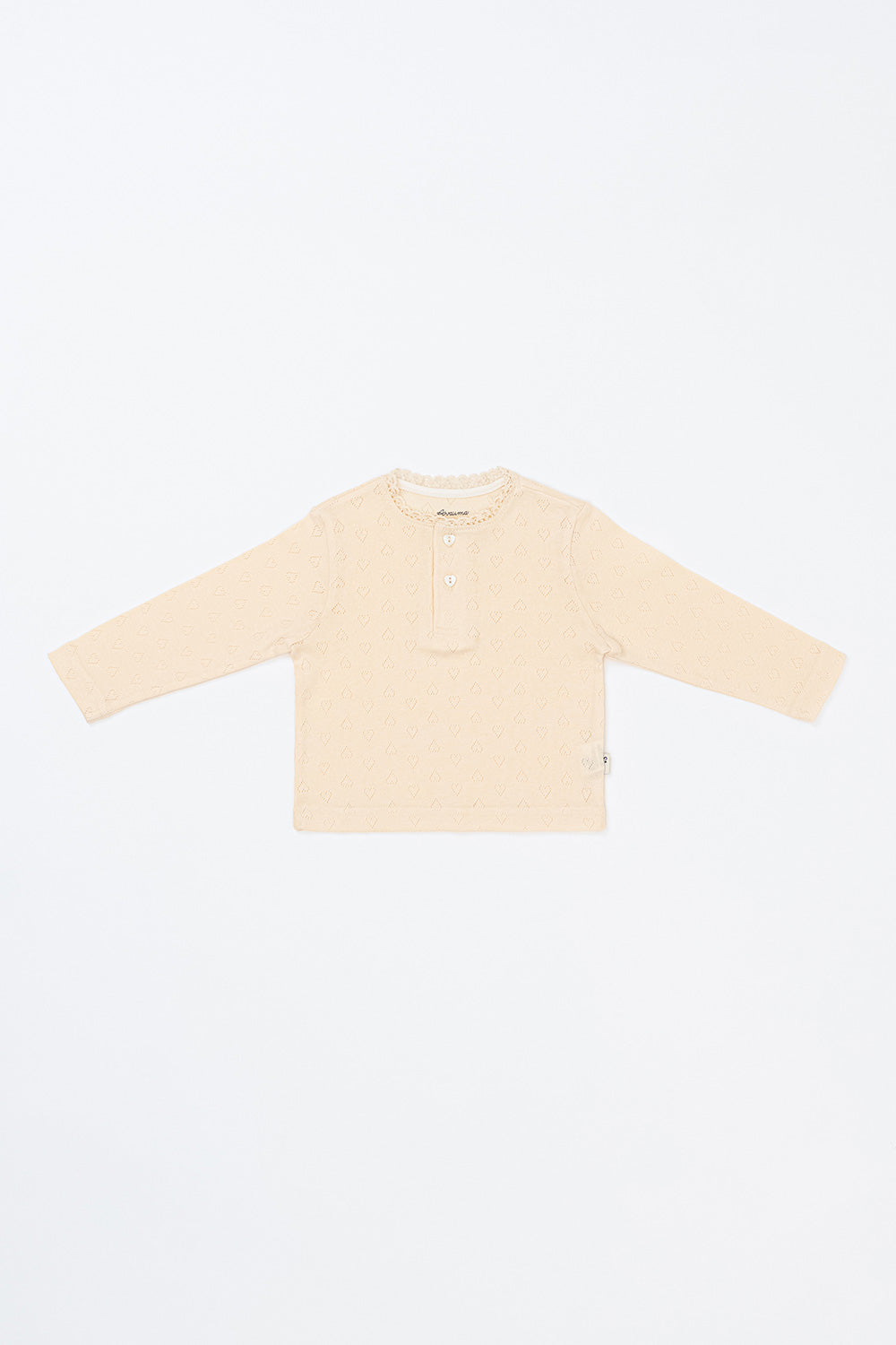 Avauma Lovely Breeze Henley Shirt in Sugar Cream – Long sleeve baby top with lace neckline
Avauma Lovely Breeze Henley Shirt in Sugar Cream – Long sleeve baby top with lace neckline