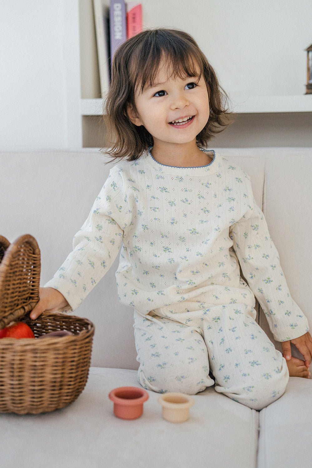 Toddler girl in Avauma Sky Blossom pajama set – breathable floral sleepwear for baby girls
 Toddler girl in Avauma Sky Blossom pajama set – breathable floral sleepwear for baby girls