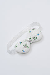 Avauma Petite Garden Baby Headband in Sky Garden, featuring soft white cotton with blue floral embroidery and elastic lace band Avauma Petite Garden Baby Headband in Sky Garden, featuring soft white cotton with blue floral embroidery and elastic lace band