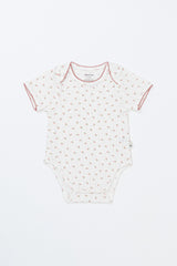 Flat Lay of Avauma Petite Garden Rosegarden Short Sleeve Baby Bodysuit, Ribbed Cotton Onesie with Pink Floral Print
Flat Lay of Avauma Petite Garden Rosegarden Short Sleeve Baby Bodysuit, Ribbed Cotton Onesie with Pink Floral Print