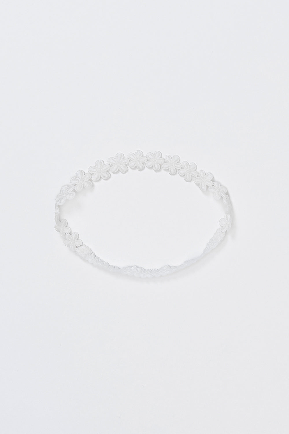 Avauma White Garden Band headband in Pure White with embroidered daisy flowers, laid flat
Avauma White Garden Band headband in Pure White with embroidered daisy flowers, laid flat