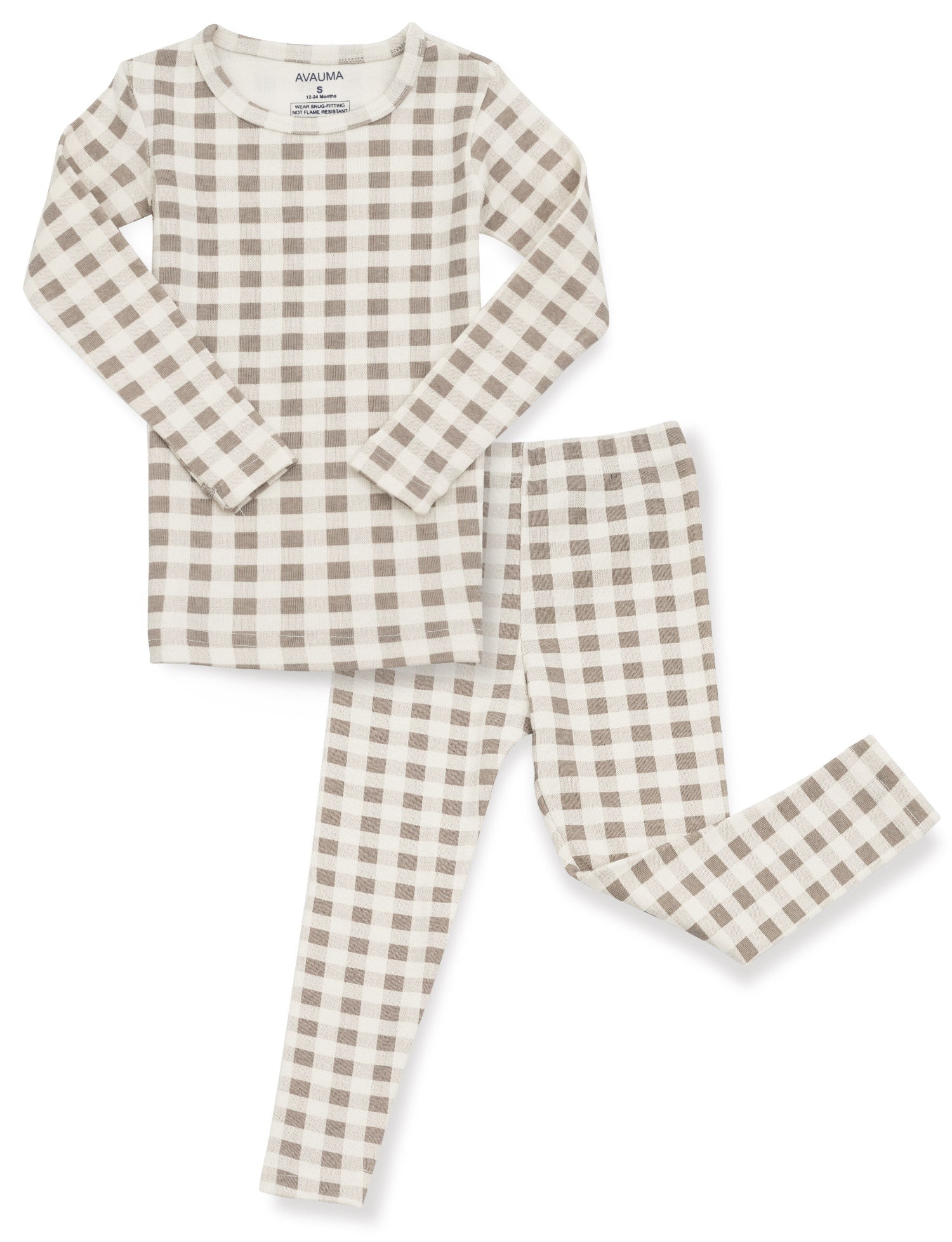 AVAUMA Creamy Check Long Pajama Deep Beige Check Pattern