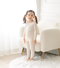 AVAUMA Roses Long Sleeve Set Ivory Ruffle Shirring  These pajamas have a stylish 'Ruffle Shirring' design and are soft, stretchy, and comfortable.