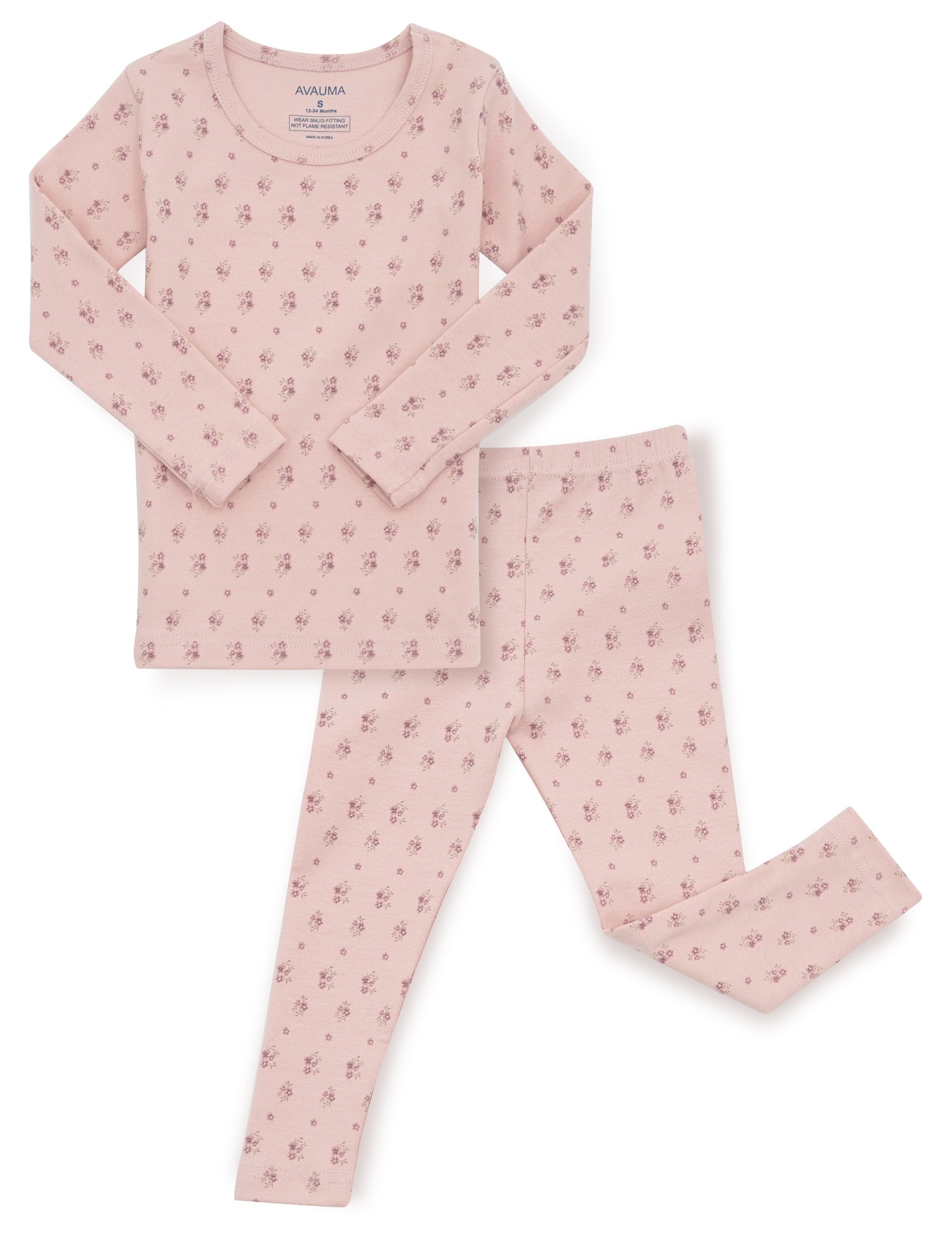 AVAUMA Violet Long Pajama Pink Flower Pattern