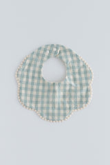 Creamy Gingham Bib - Aqua Mint