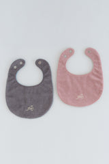 Soft Cloud BIb Set - Ash Gray-Muted Pink