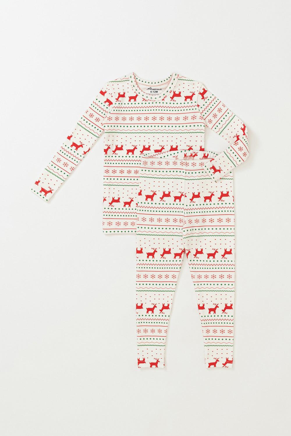 AVAUMA Holiday Long Sleeve Pajama Set - Little Reindeer pattern Christmas baby pajama set

