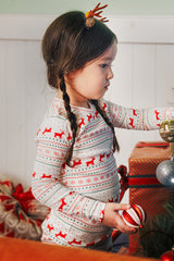 AVAUMA Holiday Long Sleeve Pajama Set - Little Reindeer pattern Christmas baby pajama top and bottom