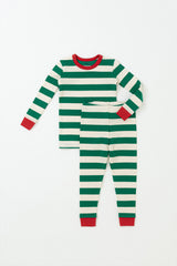 Holiday Long Sleeve Pajama Set - Jolly Stripe Green Redcuff