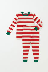 AVAUMA Holiday Long Sleeve Pajama Set - Jolly Stripe Greencuff pattern Christmas baby pajama set