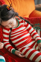 Holiday Long Sleeve Pajama Set - Jolly Stripe Greencuff