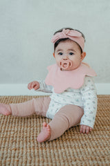 Picot Flower Bodysuit & Pants Set - Blossom Pink