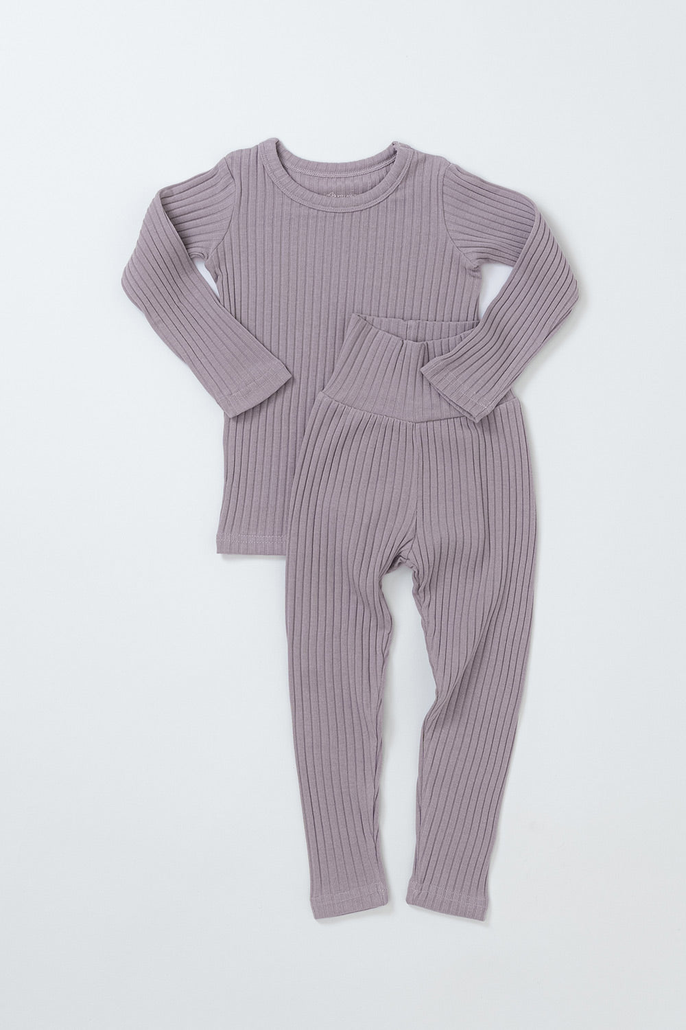 Avauma Pogny Long Sleeve Set in Blueberry Yogurt color, soft ribbed baby pajamas, long sleeve cotton sleepwear for comfortable baby sleep