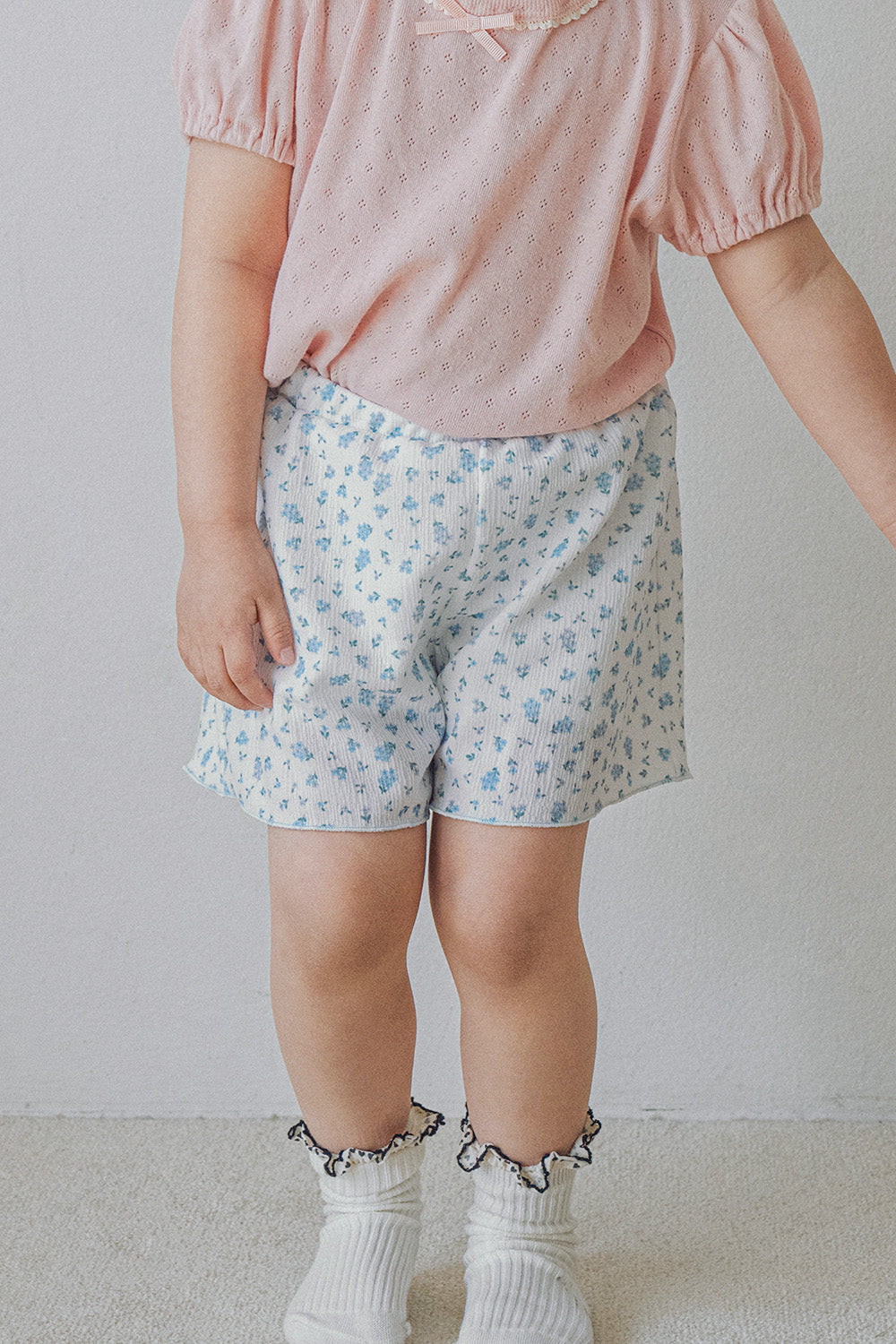 Avauma baby shorts blue floral lightweight cotton toddler summer outfit