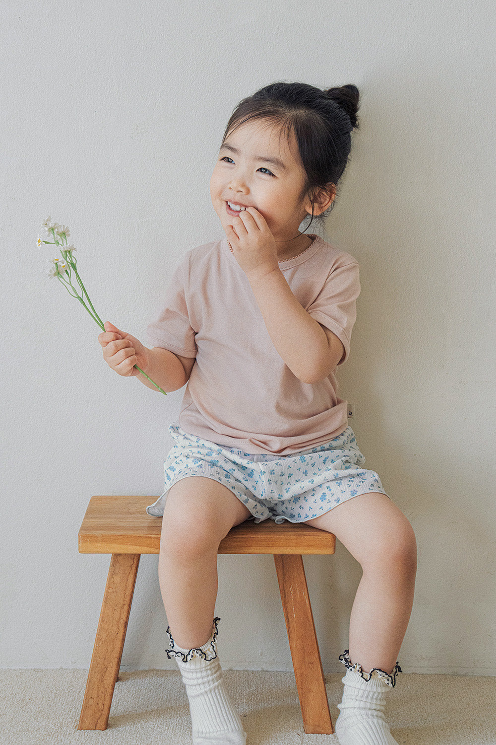 Avauma toddler shorts blue floral summer outfit soft cotton kids casual look