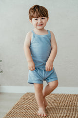 The stylish eyelet tank top set is perfect for outings to the grocery store, shopping mall, or nearby park. The unique and beautiful eyelet fabric enhances your child's style while ensuring comfort and breathability without slipping straps, making it an excellent choice for kids' outerwear.