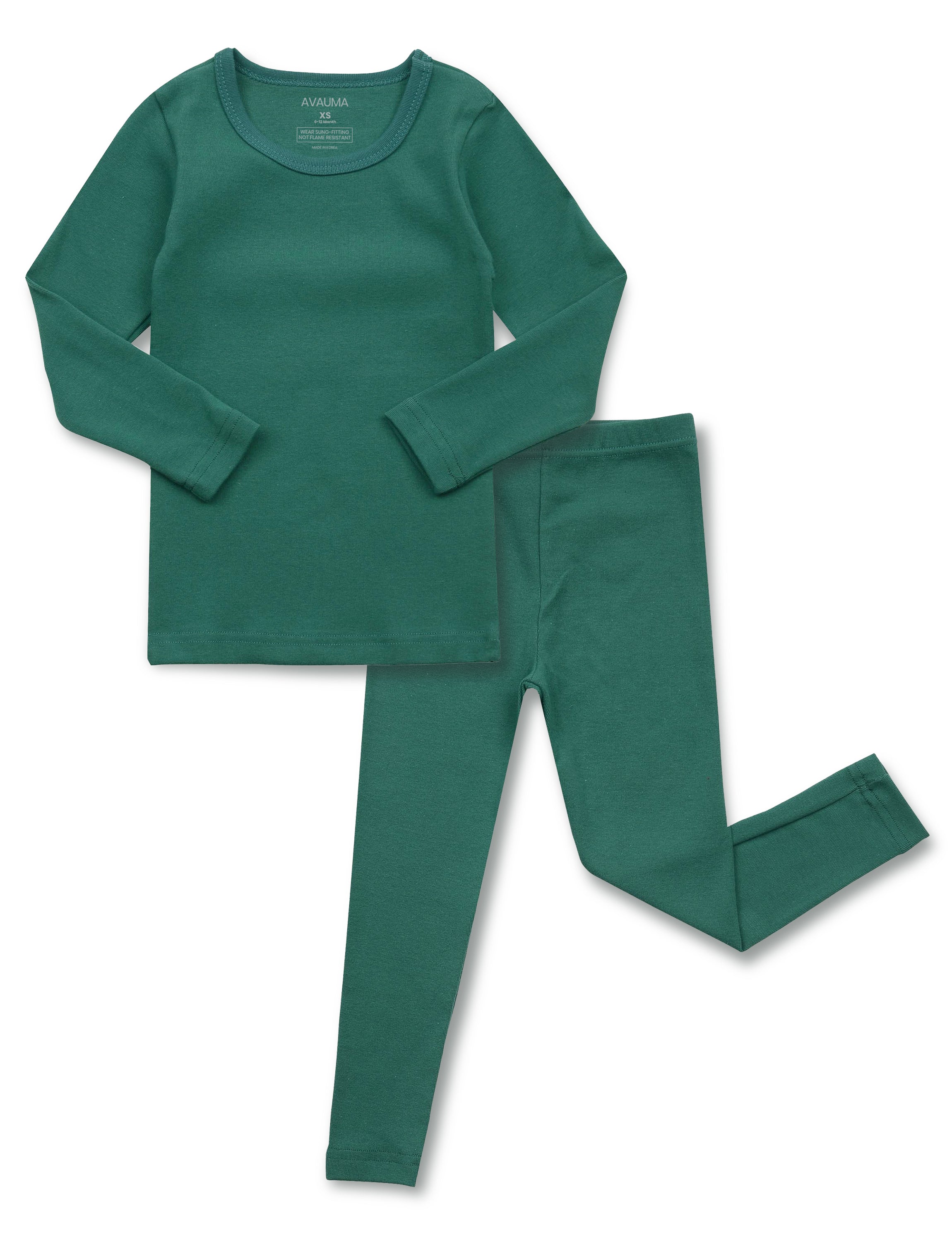 AVAUMA Pure Solid Green Long Sleeve Set Comfortable Fabric. Christmas Xmas Costume