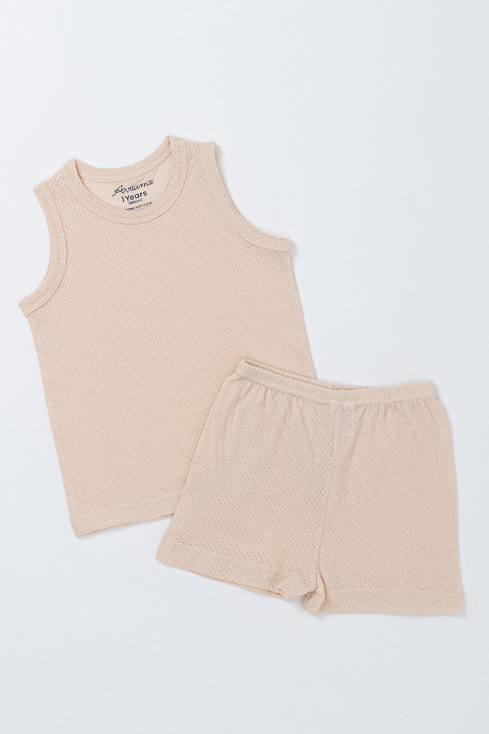 Ice Cream Mesh Tank Set - Soft Beige