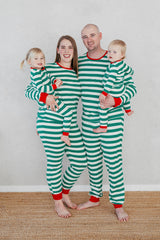 Holiday Long Sleeve Pajama Set Mom - Jolly Stripe Green