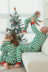 Holiday Long Sleeve Pajama Set Dad - Jolly Stripe Green