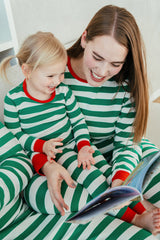 Holiday Long Sleeve Pajama Set Mom - Jolly Stripe Green