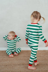 Holiday Long Sleeve Pajama Set Mom - Jolly Stripe Green