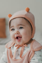 Honey Bear Pompom Hat - Blush Velvet