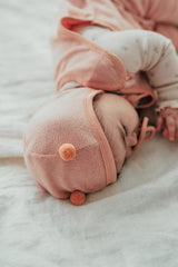 Honey Bear Pompom Hat - Blush Velvet