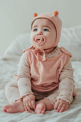 Honey Bear Pompom Hat - Blush Velvet