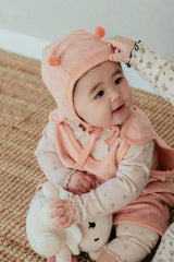 Honey Bear Pompom Hat - Blush Velvet