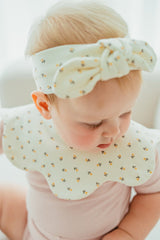 Rolling Eyelet Flower Bib - Chloe Ivory