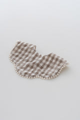 Creamy Gingham Bib - Sand Beige