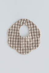 Creamy Gingham Bib - Sand Beige