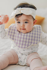 Creamy Gingham Bib - Soft Violet