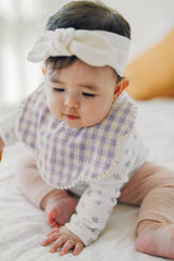 Creamy Gingham Bib - Soft Violet