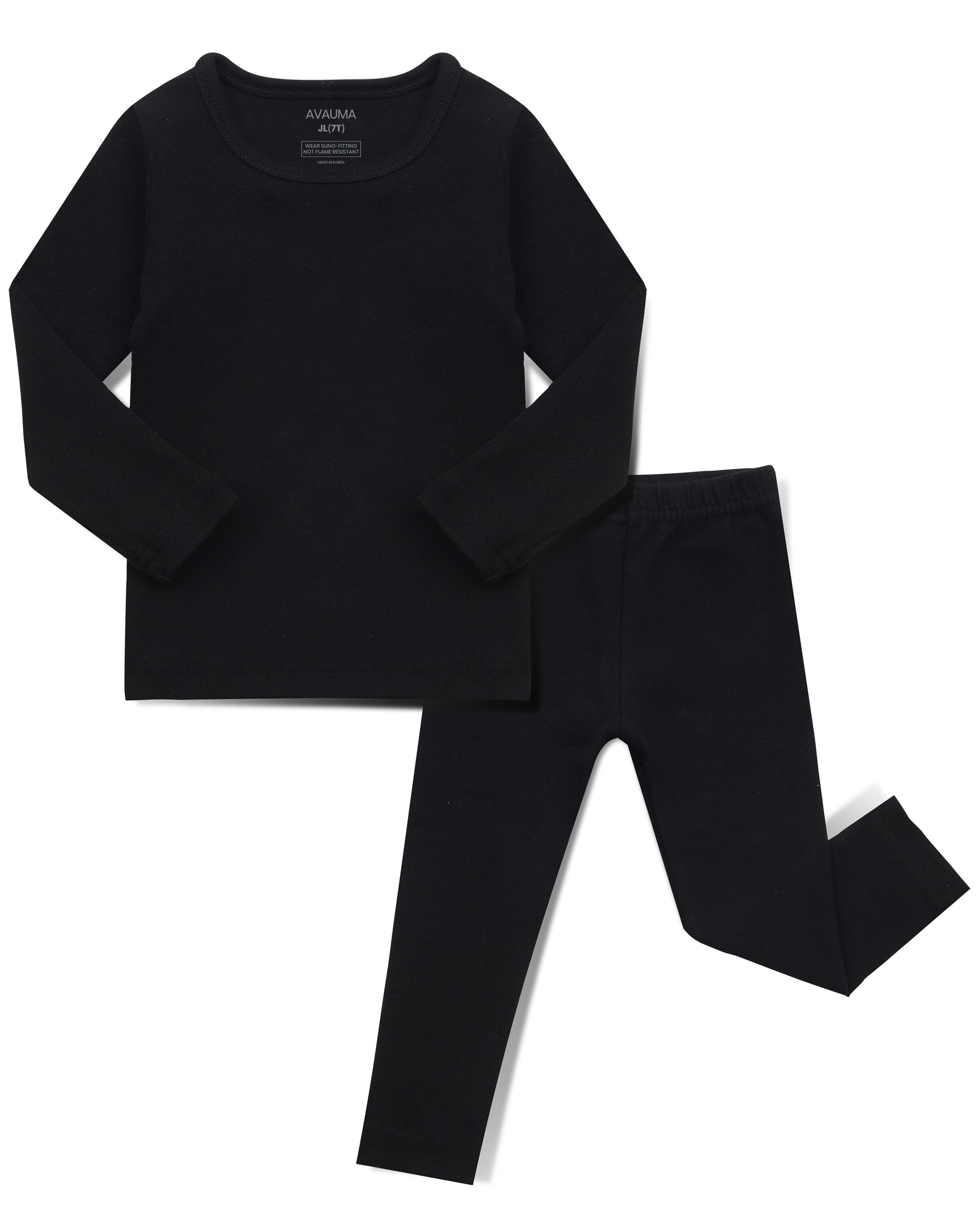 AVAUMA Pure Solid Black Long Sleeve Set Comfortable Fabric