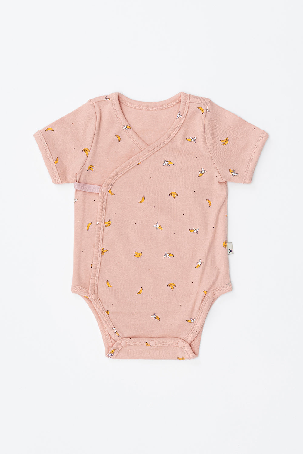 Avauma baby bodysuit short sleeve wrap style pink banana print newborn outfit