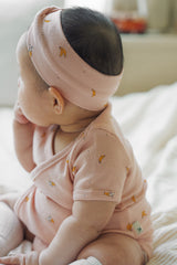 Avauma baby bodysuit side view pink banana print wrap style comfortable baby clothing